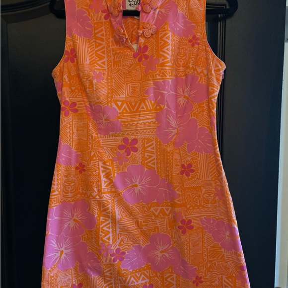 Lilly Pulitzer sneaky tiki Vibrant Orange and Pink Floral Dress - Picture 2 of 5